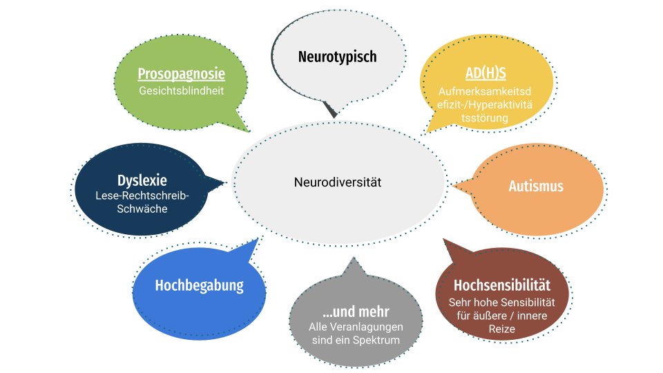 Einige Veranlagungen im Spektrum der Neurodiversität
